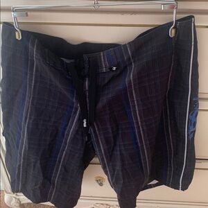 Plaid Board Shorts - Black and Blue